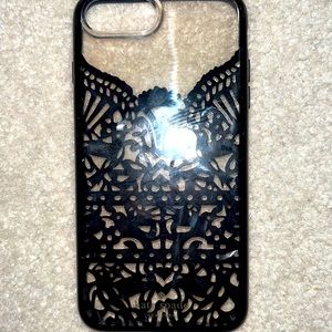 iPhone 8 Plus phone case. Kate Spade. Black lace design